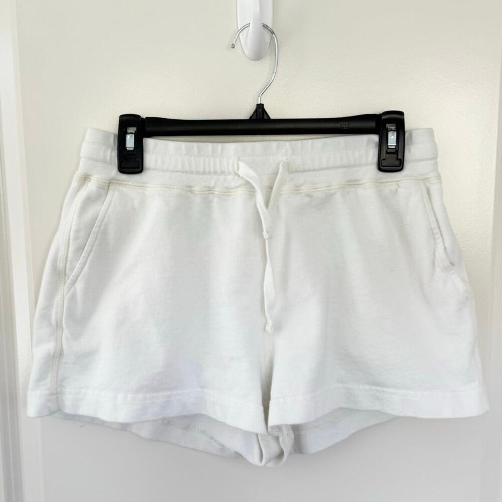 Sleepy Jones Pajama Lounge Drawstring Shorts White Cream Medium
